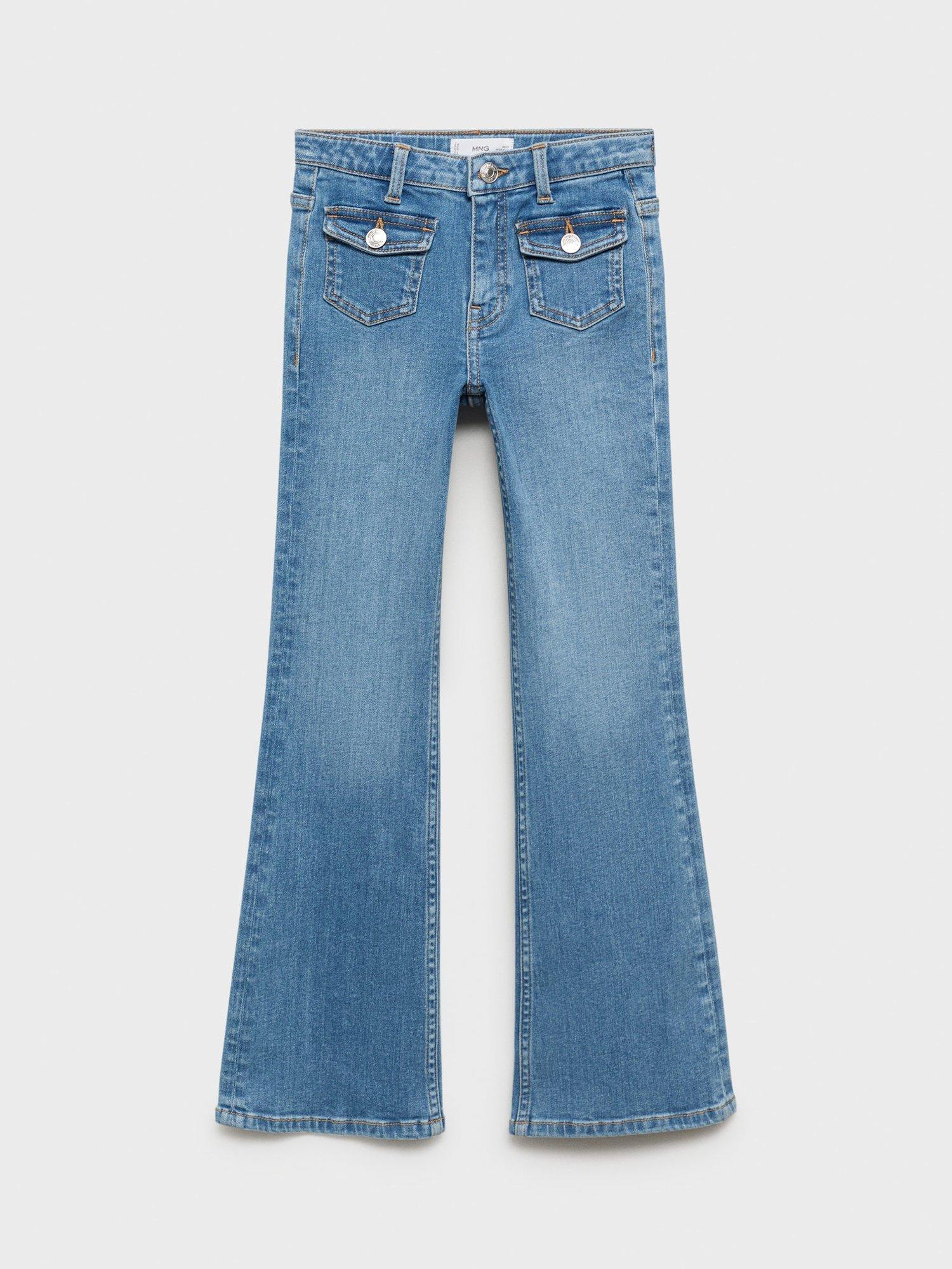Product image 1 of 4, which shows Mango Kids' Denim Flared Jeans, Open Blue, 8 years