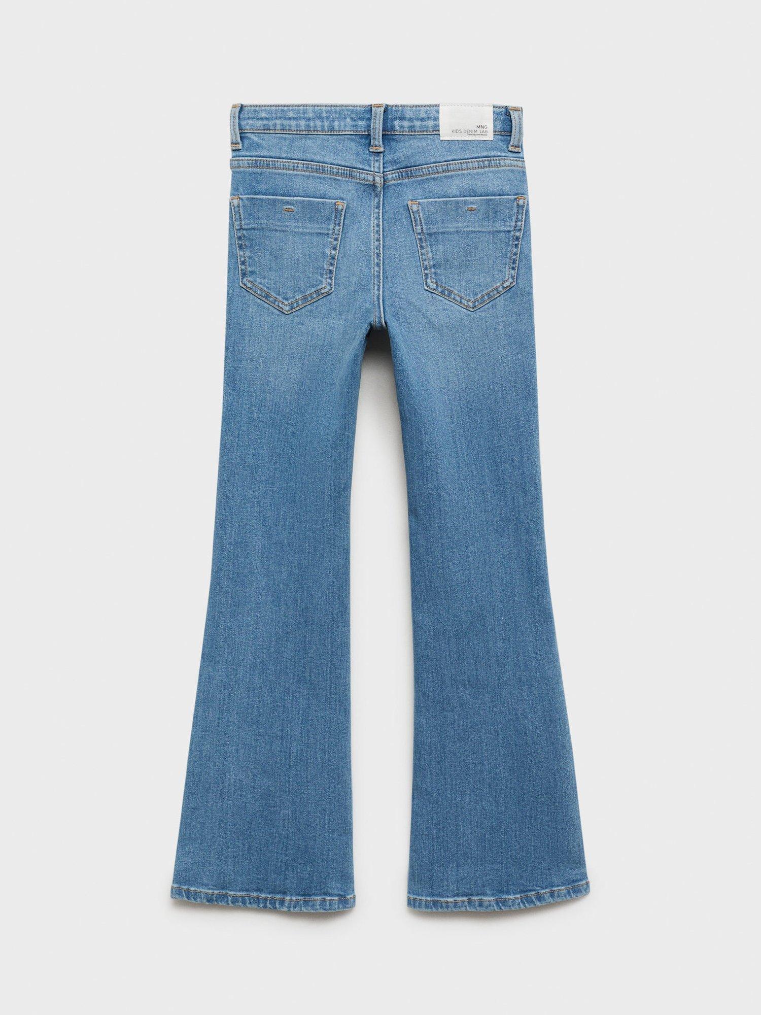 Product image 2 of 4, which shows Mango Kids' Denim Flared Jeans, Open Blue, 8 years