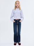 Mango Kids' Denim Five Pocket Flared Jeans, Open Blue