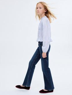 Mango Kids' Denim Five Pocket Flared Jeans, Open Blue - view 2, Open Blue