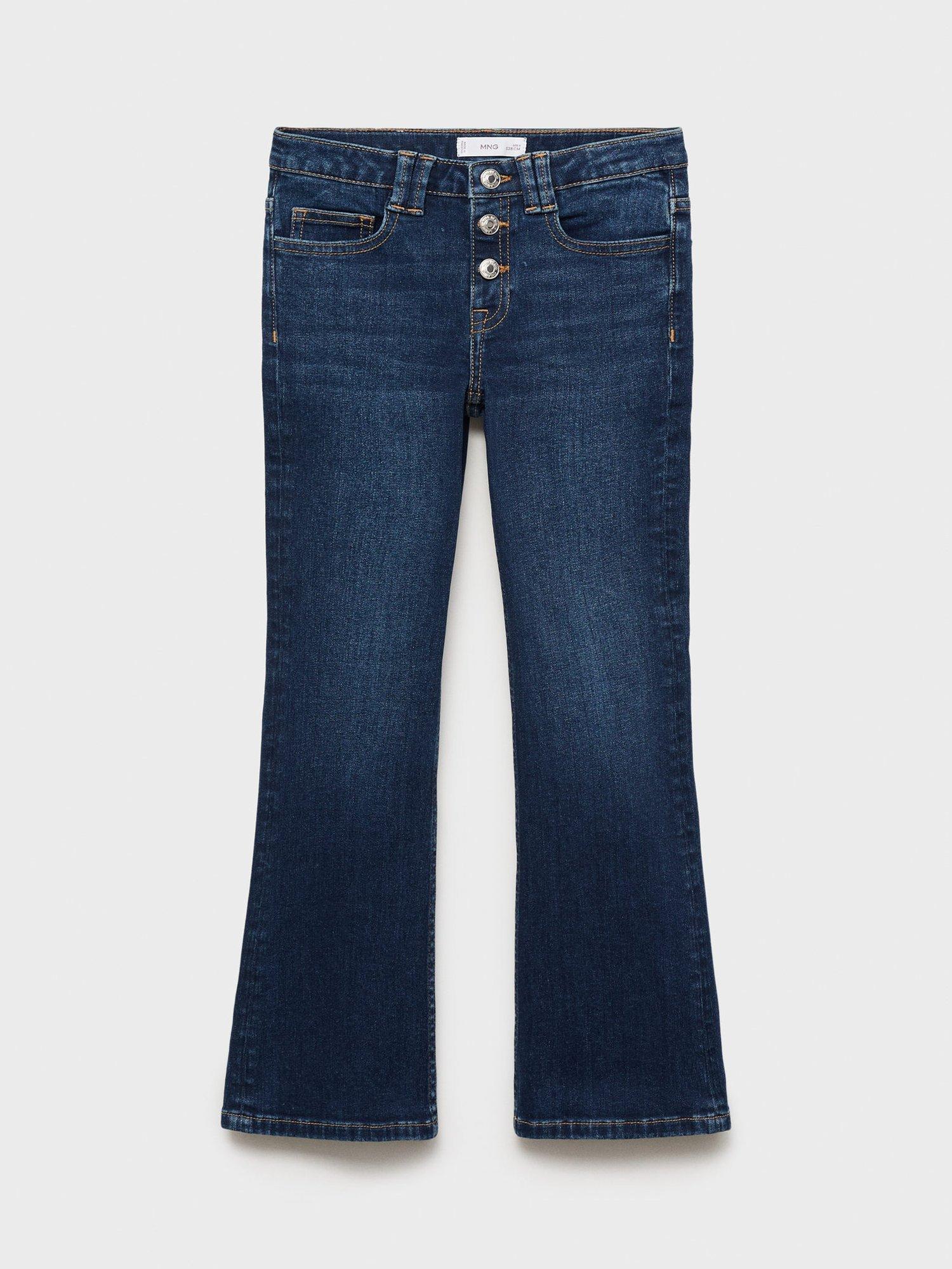 Product image 3 of 6, which shows Mango Kids' Denim Five Pocket Flared Jeans, Open Blue, 10 years