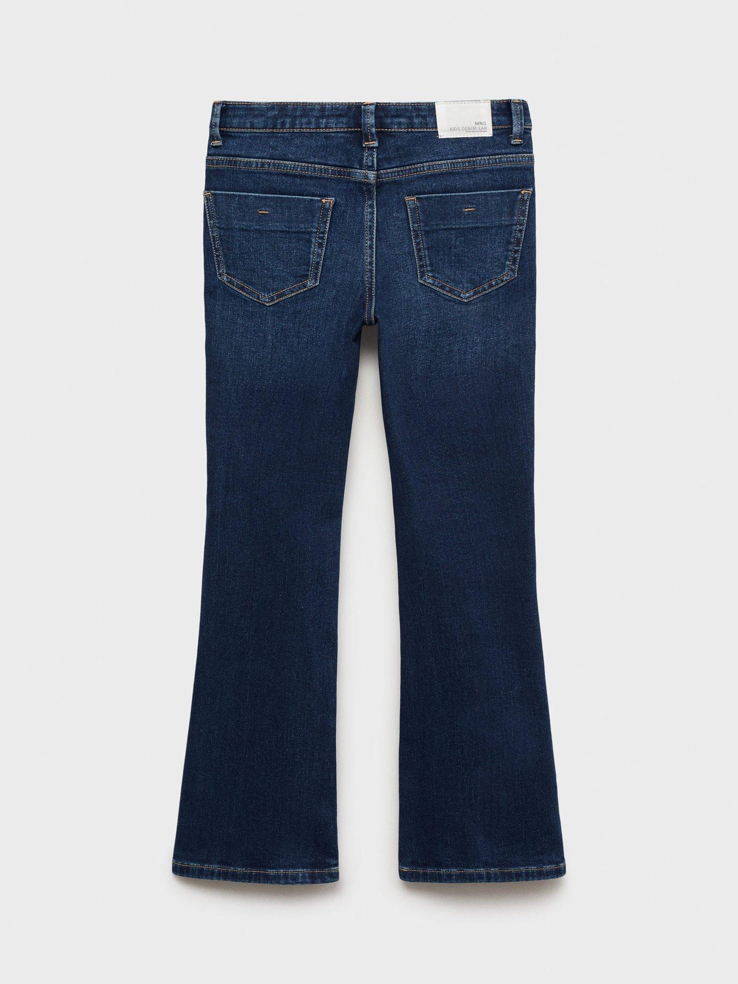 Product image 4 of 6, which shows Mango Kids' Denim Five Pocket Flared Jeans, Open Blue, 10 years