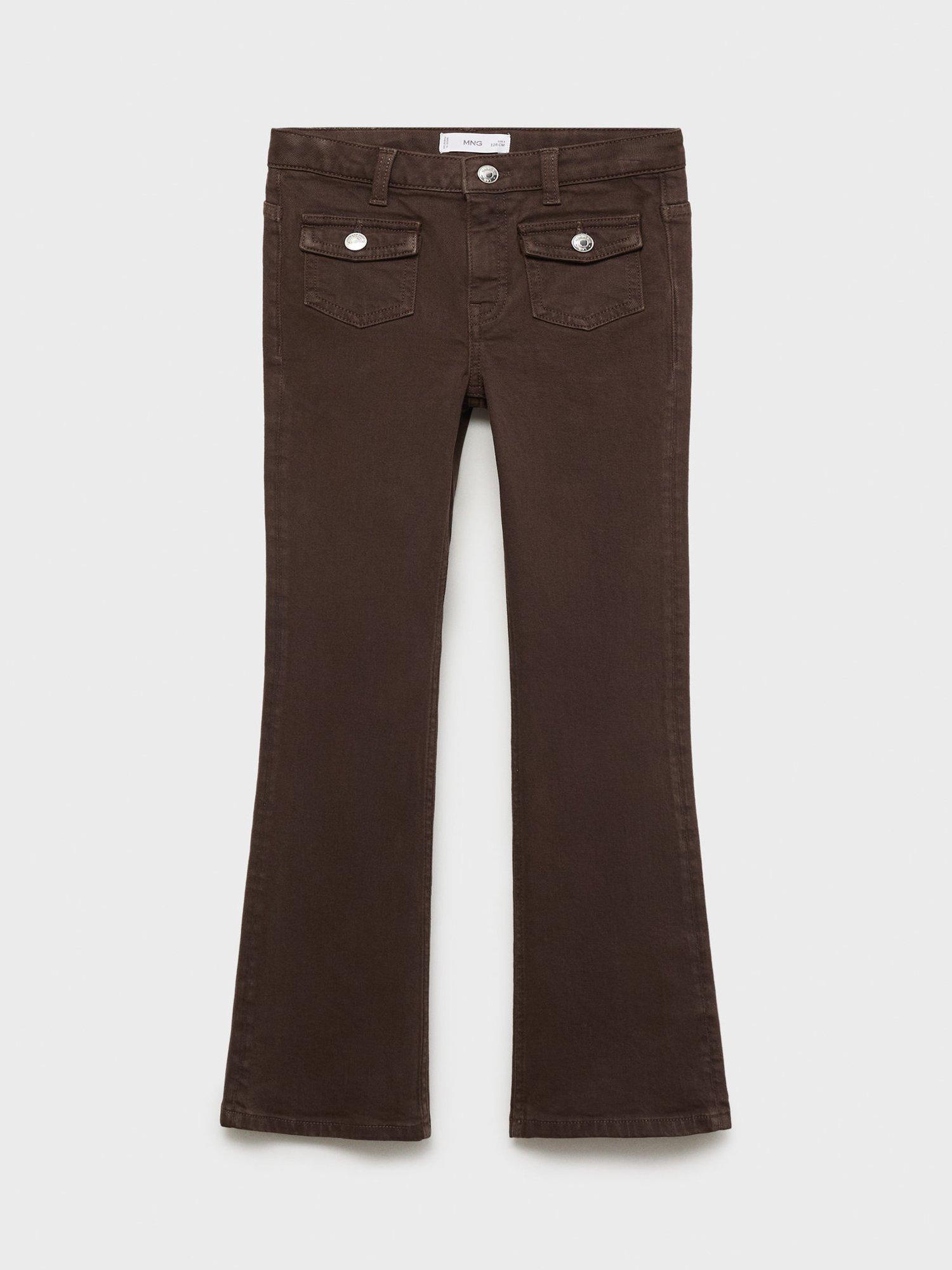 Product image 1 of 4, which shows Mango Kids' Denim Flared Jeans, Dark Brown, 10 years