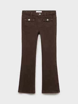 Mango Kids' Denim Flared Jeans, Dark Brown, Dark Brown