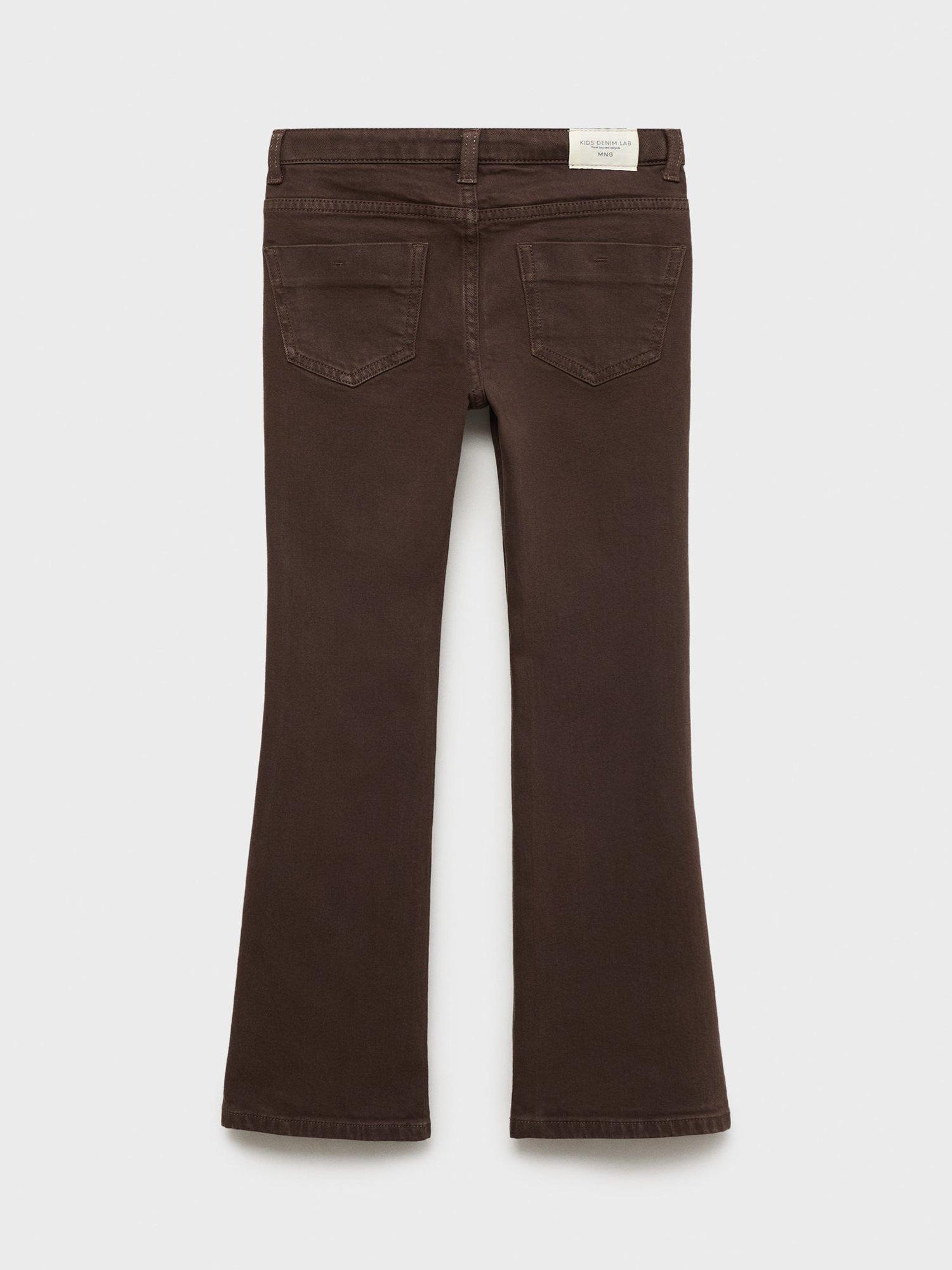 Product image 2 of 4, which shows Mango Kids' Denim Flared Jeans, Dark Brown, 10 years