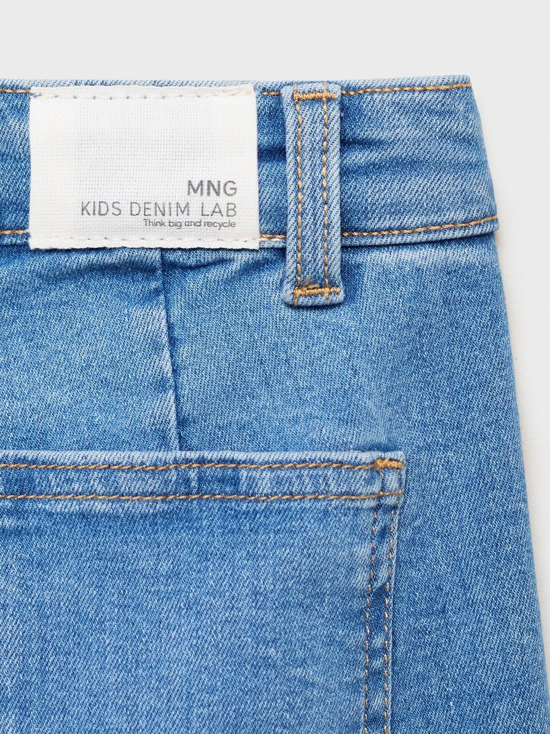 Product image 3 of 4, which shows Mango Kids' Denim Seamless Wide Leg Jeans, Open Blue, 10 years