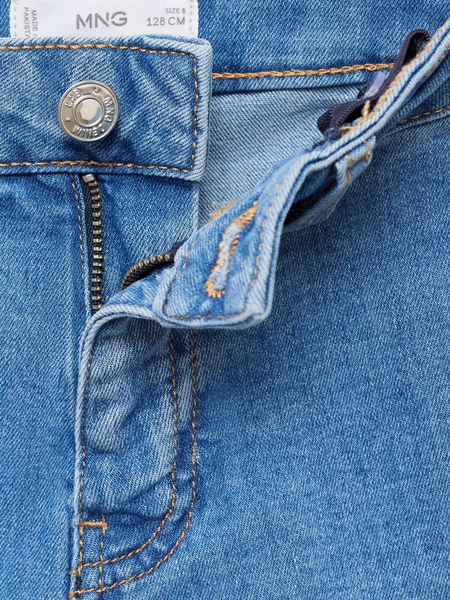 Product image 4 of 4, which shows Mango Kids' Denim Seamless Wide Leg Jeans, Open Blue, 10 years