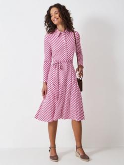 Crew Clothing Emma Geometric Jersey Shirt Dress containing LENZING™ ECOVERO™ Viscose, Dark Pink, Dark Pink