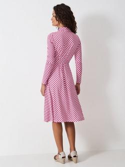 Crew Clothing Emma Geometric Jersey Shirt Dress containing LENZING™ ECOVERO™ Viscose, Dark Pink - view 2, Dark Pink