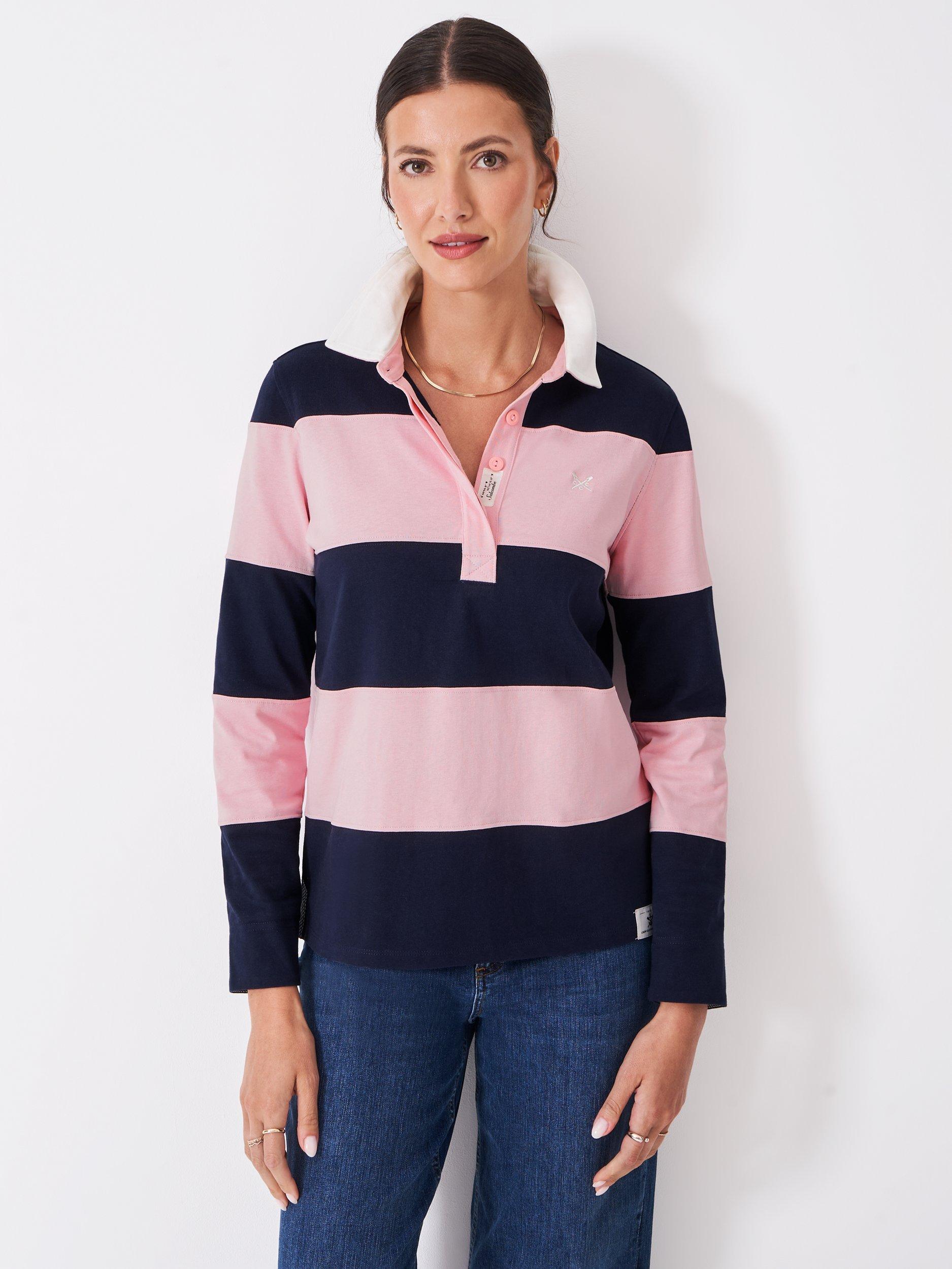 Product image 1 of 6, which shows Crew Clothing Rugby Shirt, Pink, 8