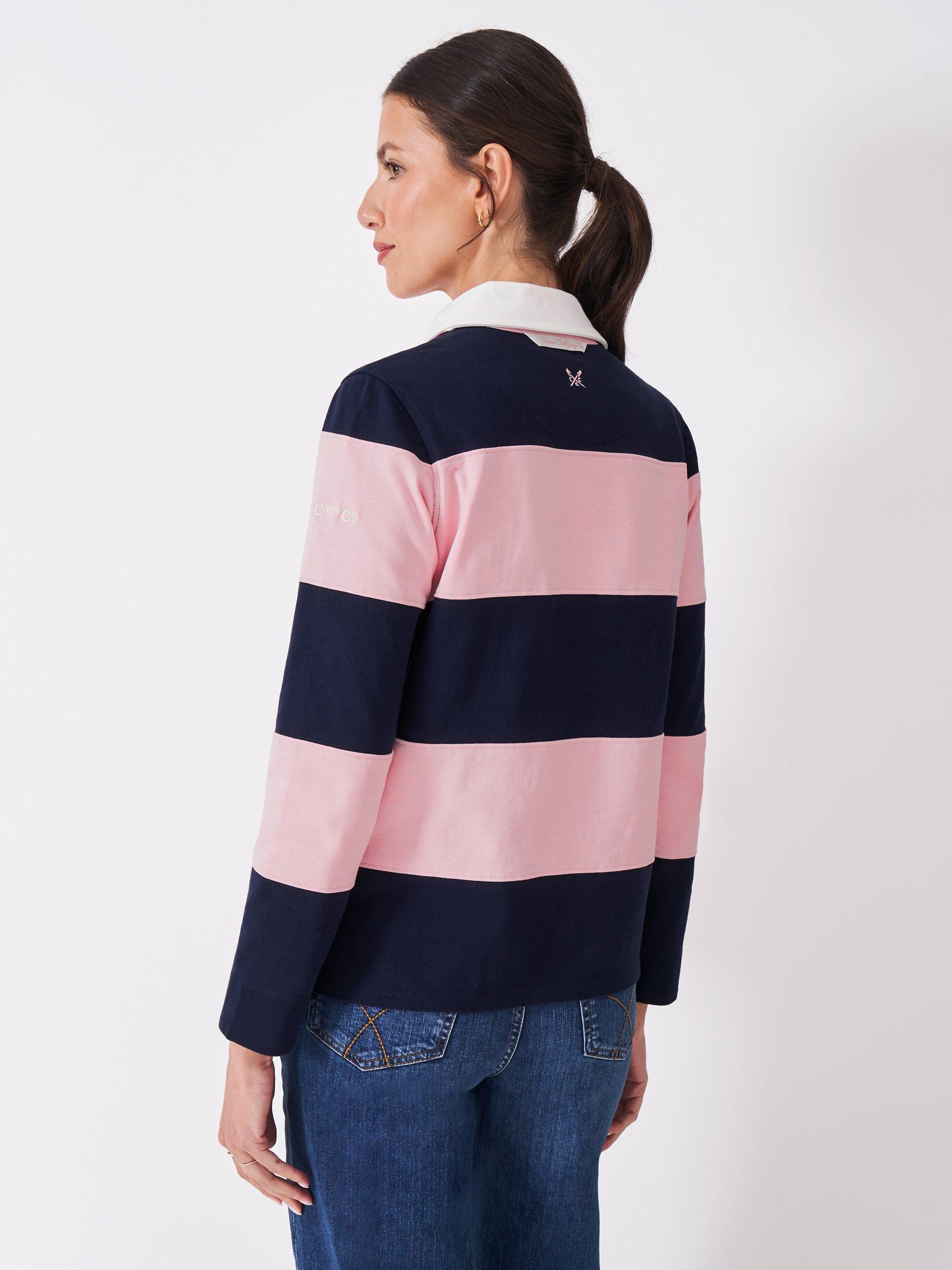 Product image 2 of 6, which shows Crew Clothing Rugby Shirt, Pink, 8