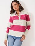 Crew Clothing Stripe Rugby Shirt, Bright Pink