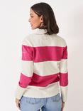 Crew Clothing Stripe Rugby Shirt, Bright Pink