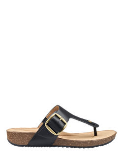 Hotter Resort Leather Footbed Sandals, Black, Black