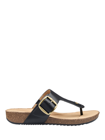 Hotter Resort Leather Footbed Sandals, Black, Black