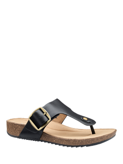 Hotter Resort Leather Footbed Sandals, Black - view 2, Black