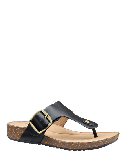 Hotter Resort Leather Footbed Sandals, Black - view 2, Black