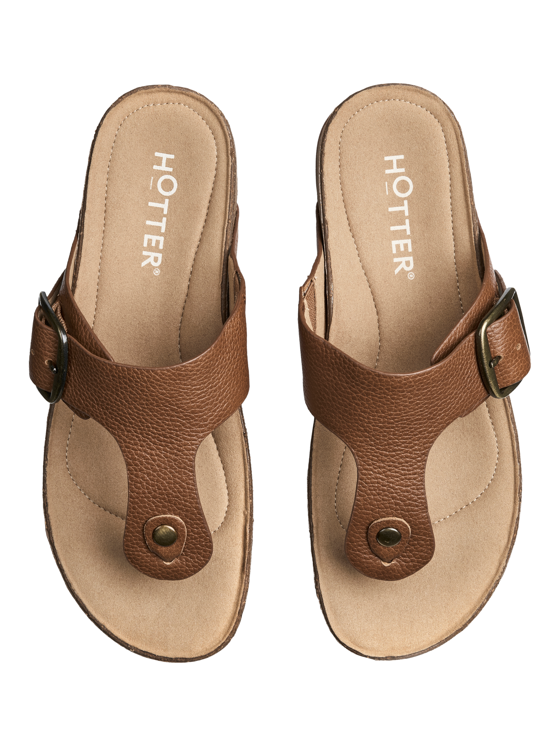 Product image 3 of 4, which shows Hotter Resort Leather Footbed Sandals, Rich Tan, 3