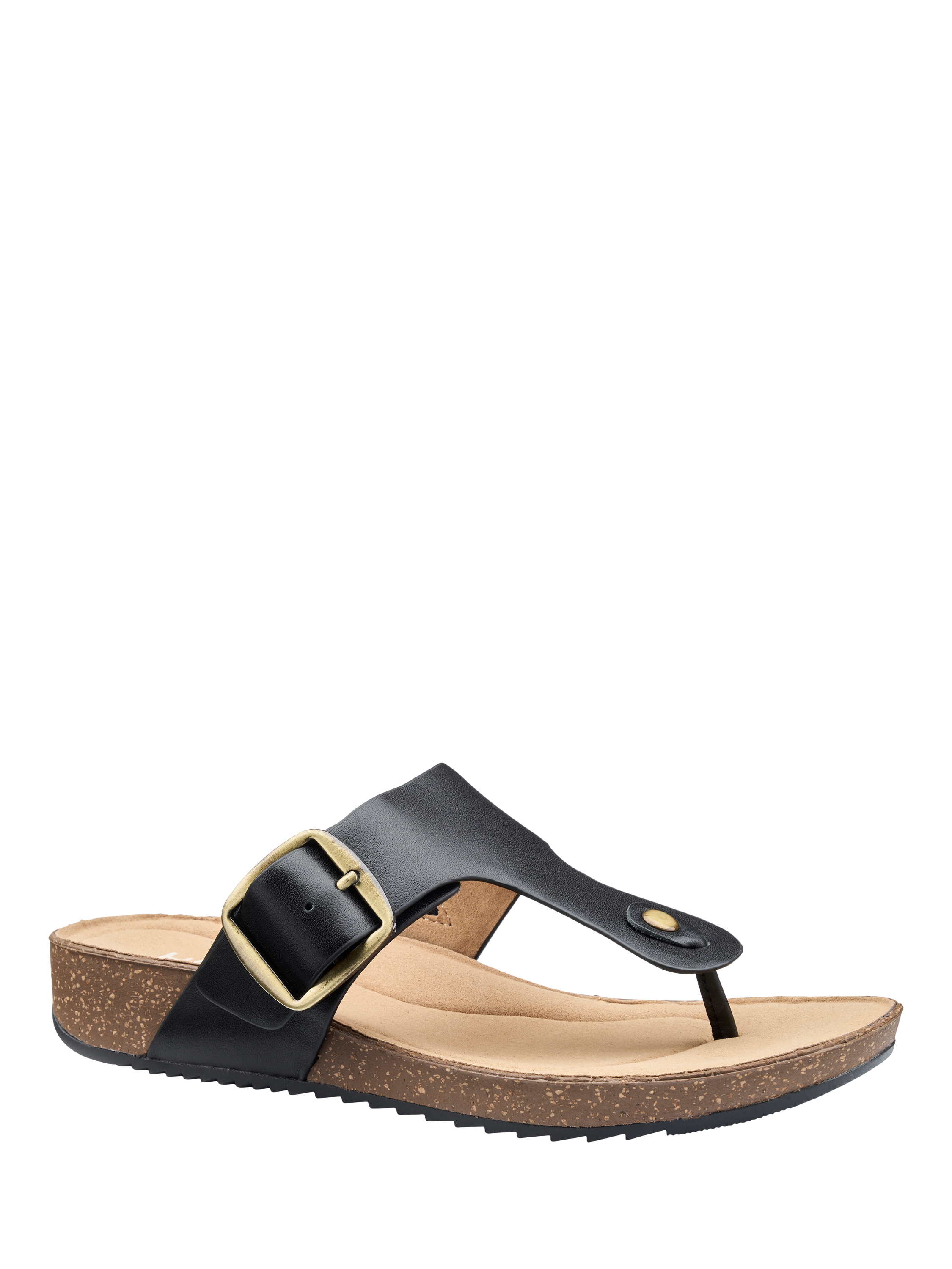 Product image 2 of 5, which shows Hotter Resort Wide Fit Leather Sandals, Black, 3