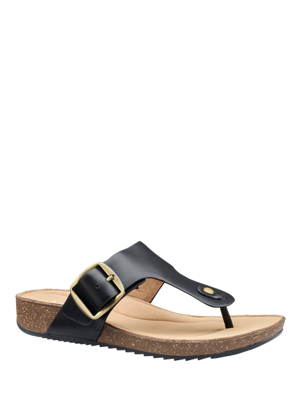 Hotter Resort Wide Fit Leather Sandals - view 2, Black