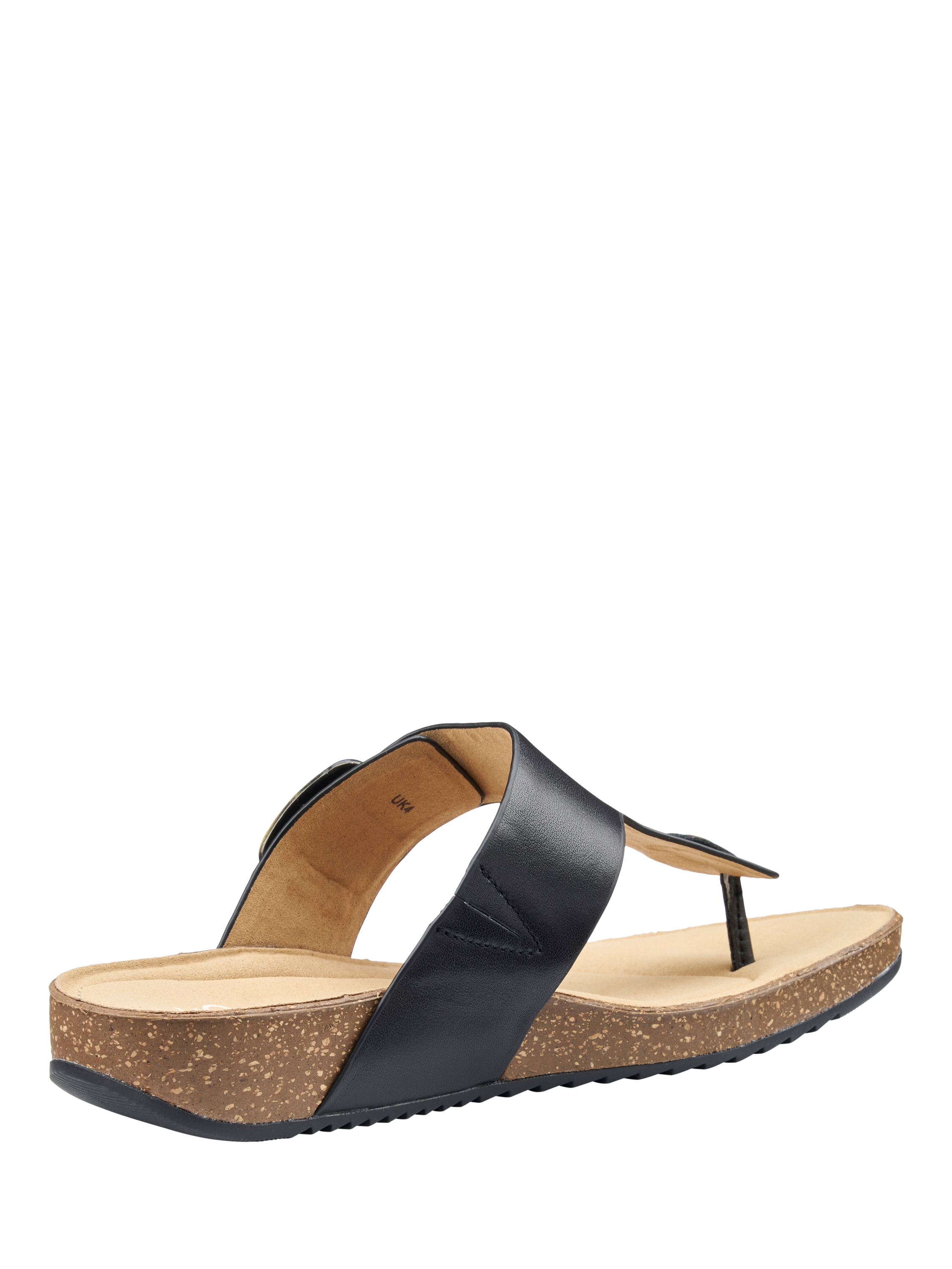 Product image 4 of 5, which shows Hotter Resort Wide Fit Leather Sandals, Black, 3