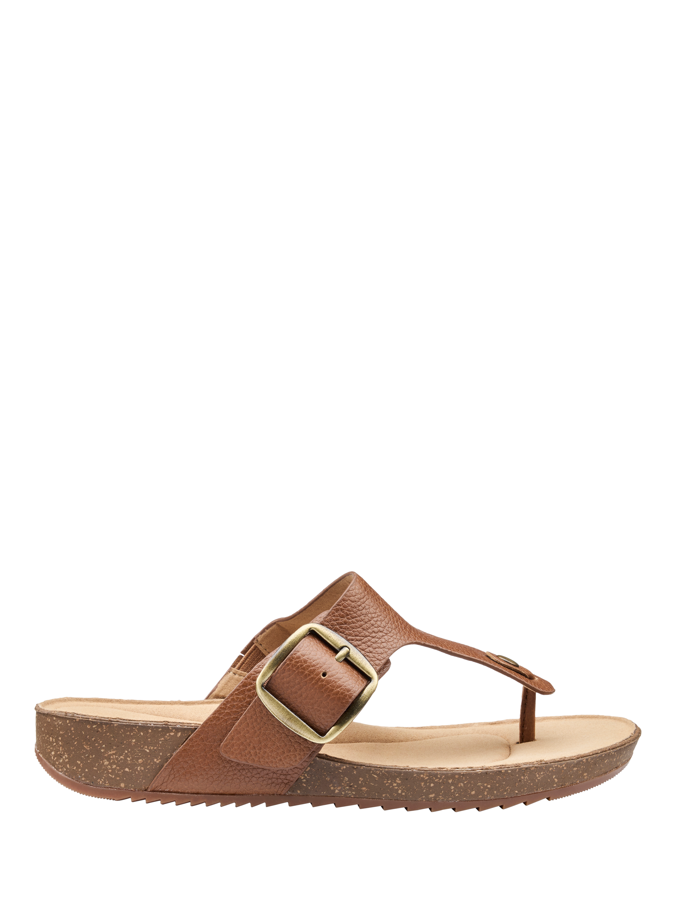 Product image 1 of 4, which shows Hotter Resort Wide Fit Leather Footbed Sandals, Rich Tan, 3W