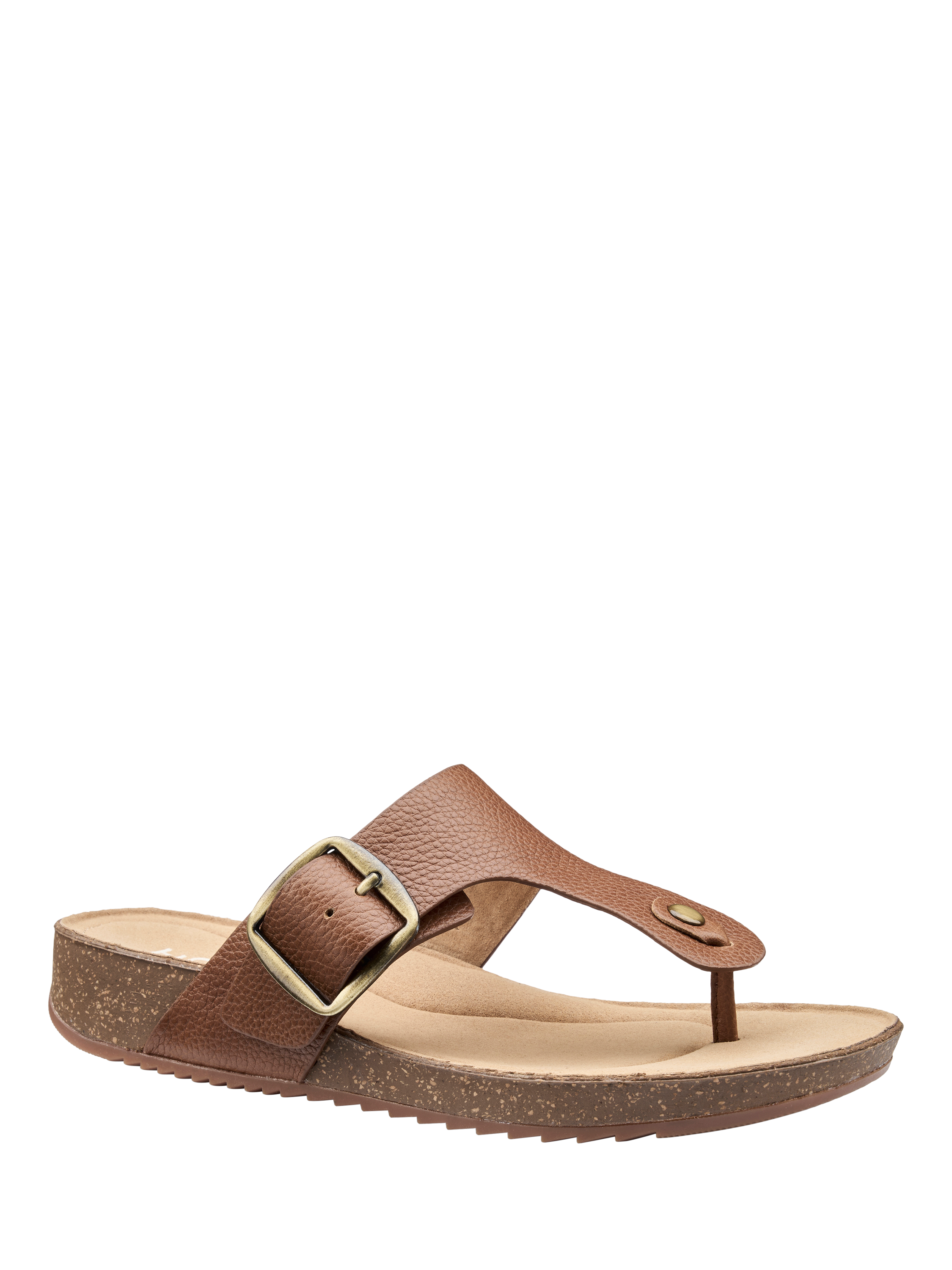 Product image 2 of 4, which shows Hotter Resort Wide Fit Leather Footbed Sandals, Rich Tan, 3W