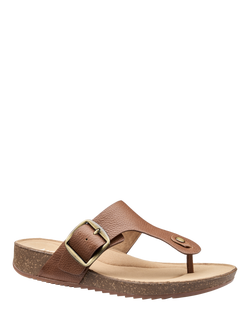 Hotter Resort Wide Fit Leather Footbed Sandals, Rich Tan - view 2, Rich Tan