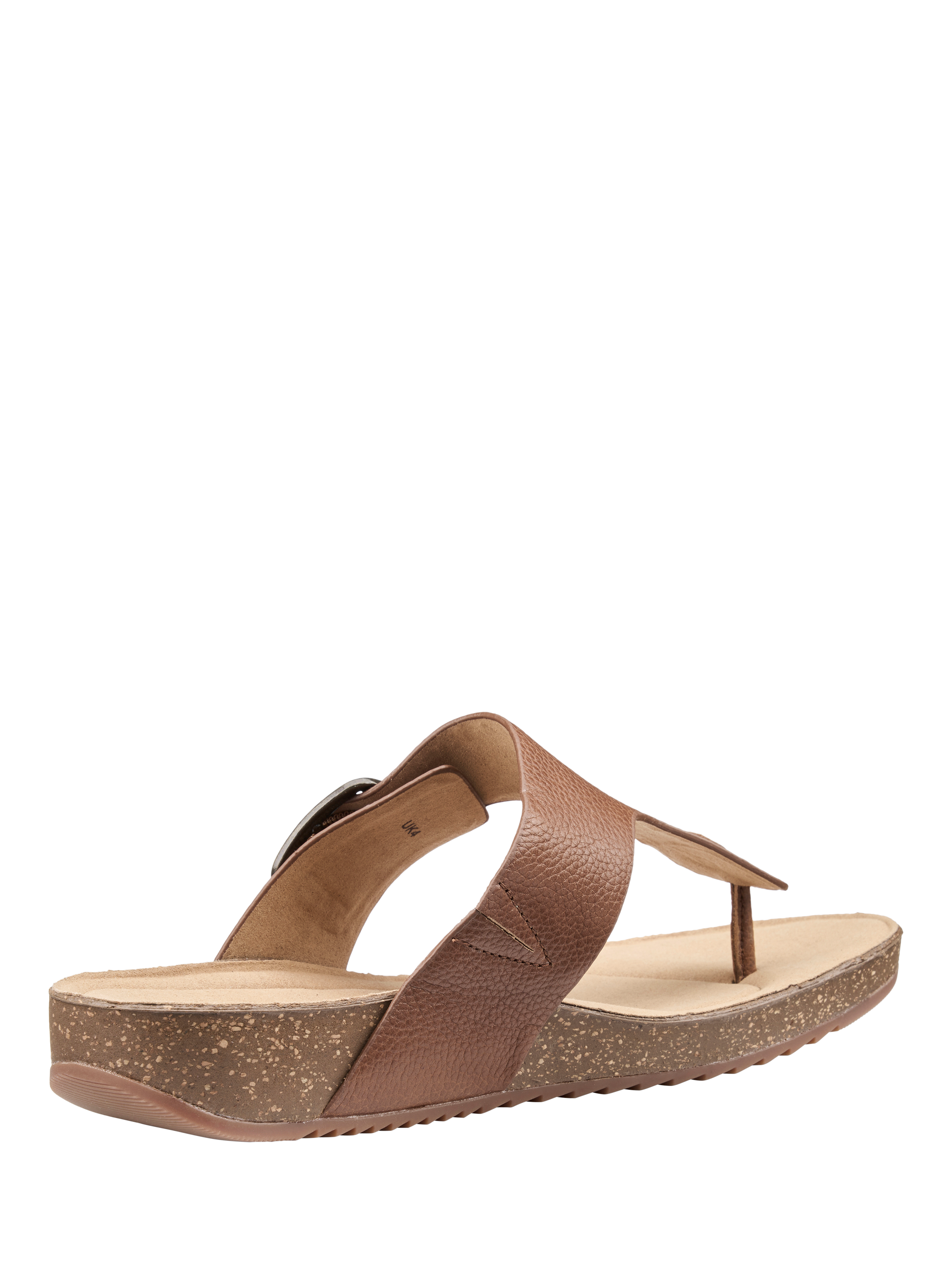 Product image 4 of 4, which shows Hotter Resort Wide Fit Leather Footbed Sandals, Rich Tan, 3W