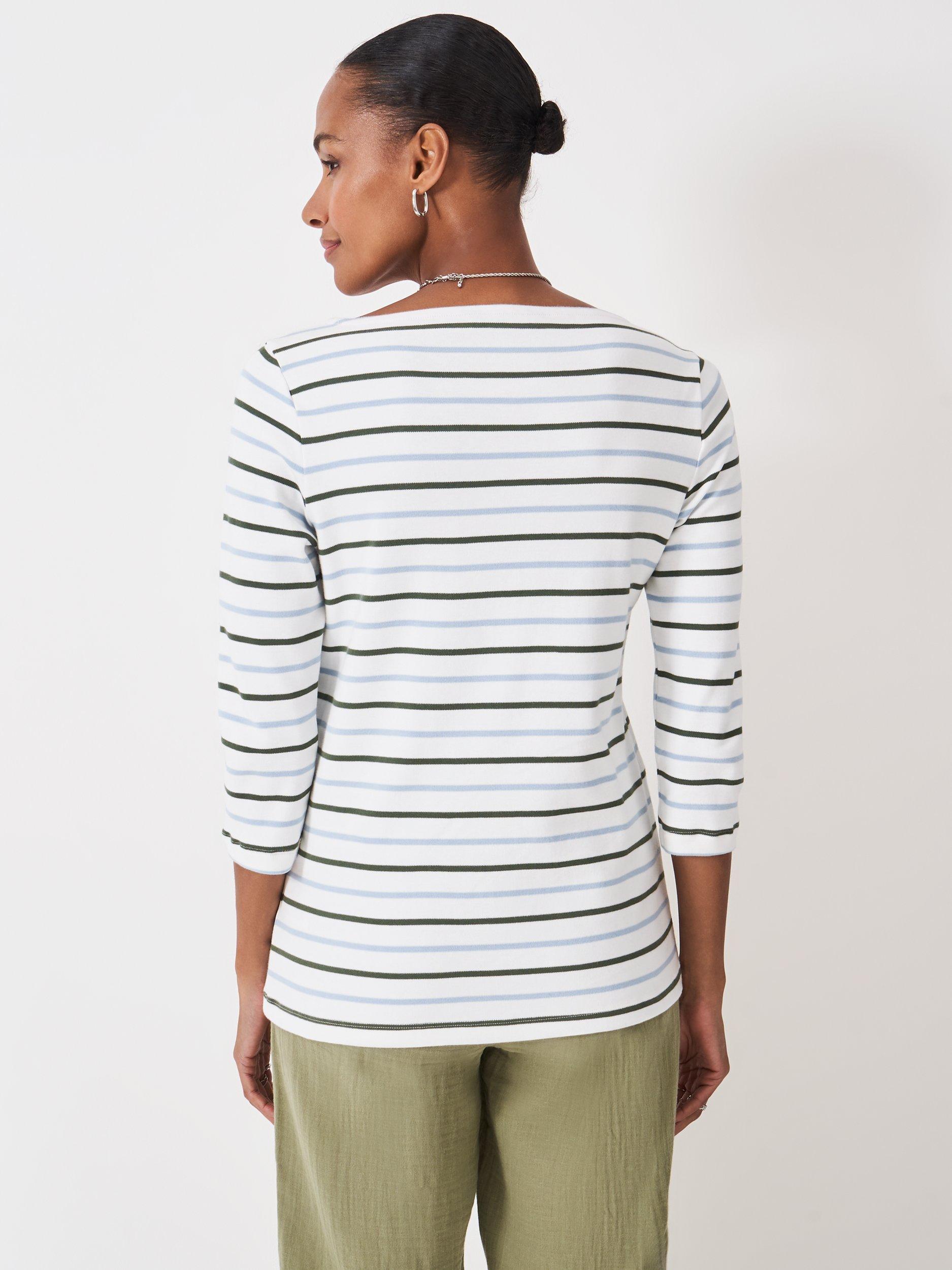 Product image 2 of 5, which shows Crew Clothing Ultimate Breton Stripe Top, Black/Multi, 10