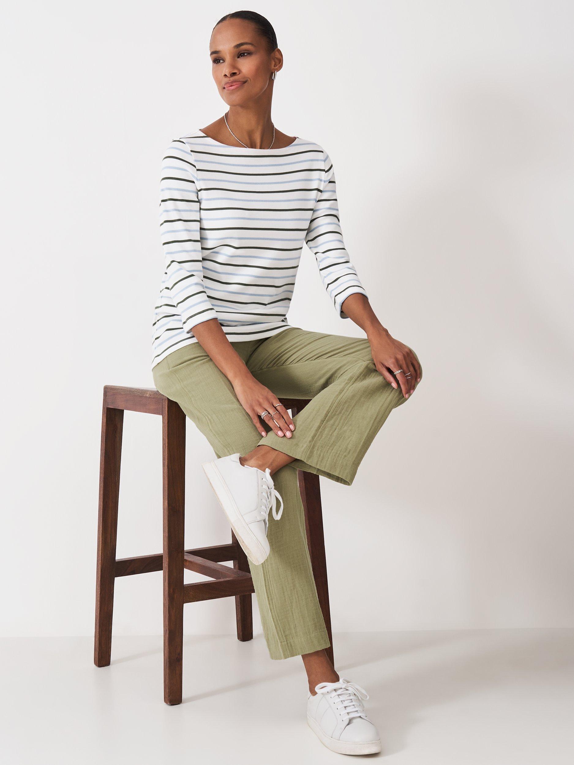 Product image 3 of 5, which shows Crew Clothing Ultimate Breton Stripe Top, Black/Multi, 10