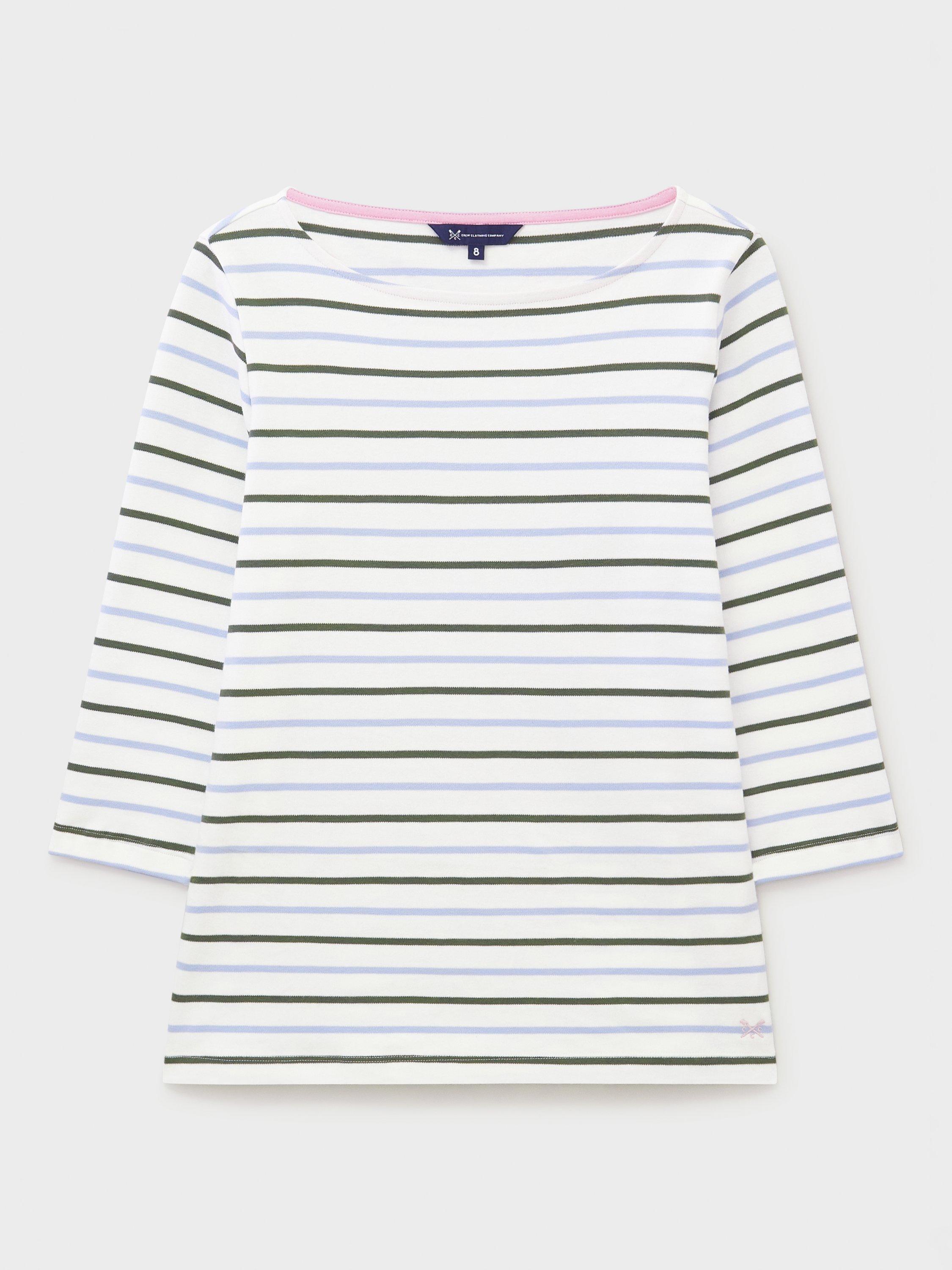 Product image 5 of 5, which shows Crew Clothing Ultimate Breton Stripe Top, Black/Multi, 10