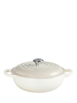 Le Creuset Essentials Cast Iron Round Casserole Soup Pot, Meringue