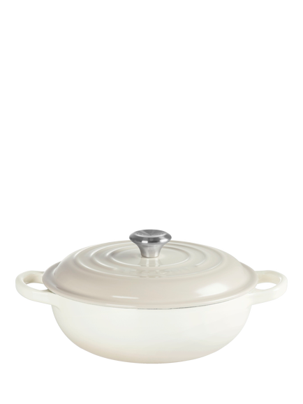Le Creuset Essentials Cast Iron Round Casserole Soup Pot, Meringue