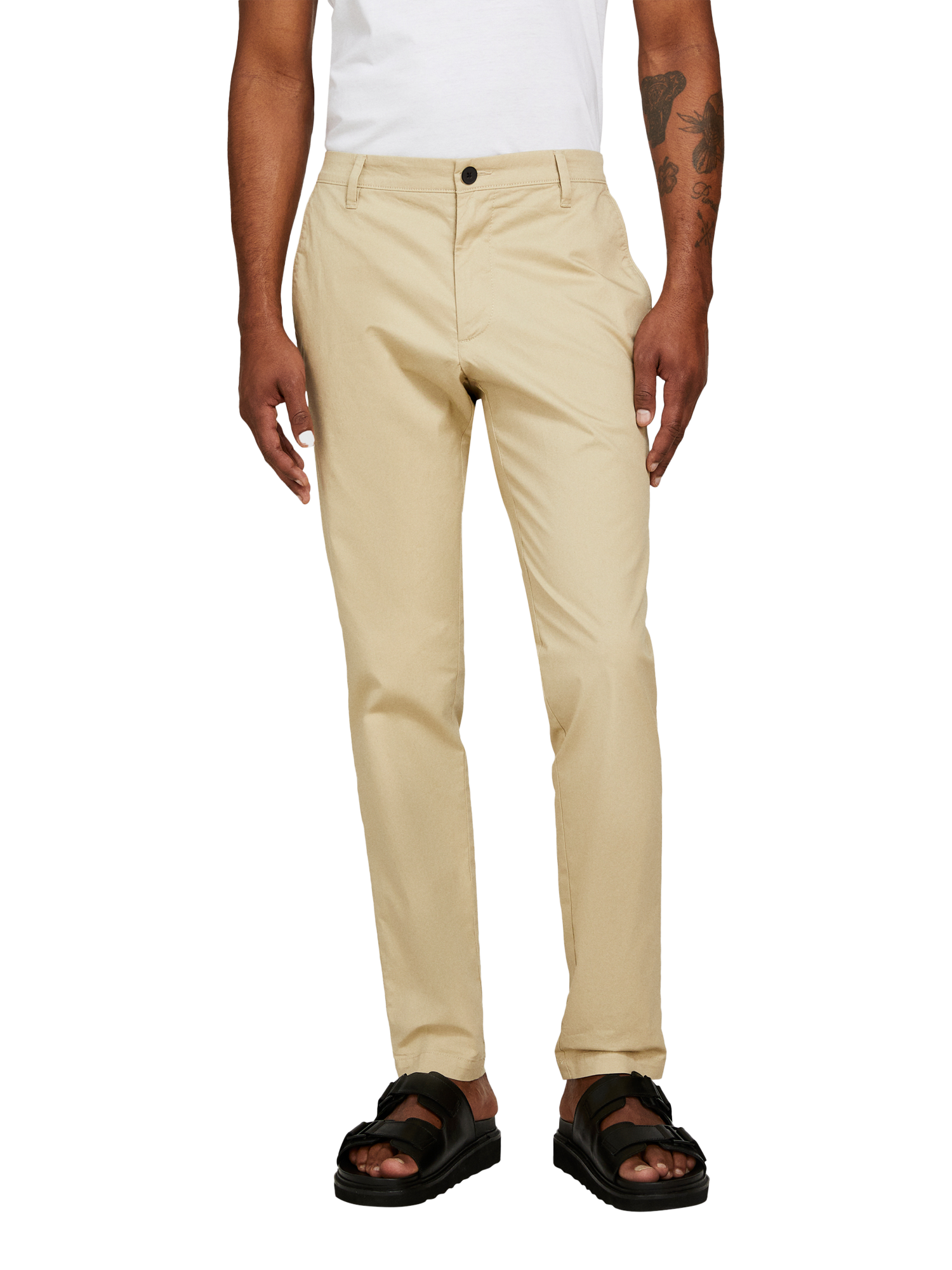 Product image 1 of 5, which shows SISLEY Cotton Blend Slim Fit Chinos, Beige, 30