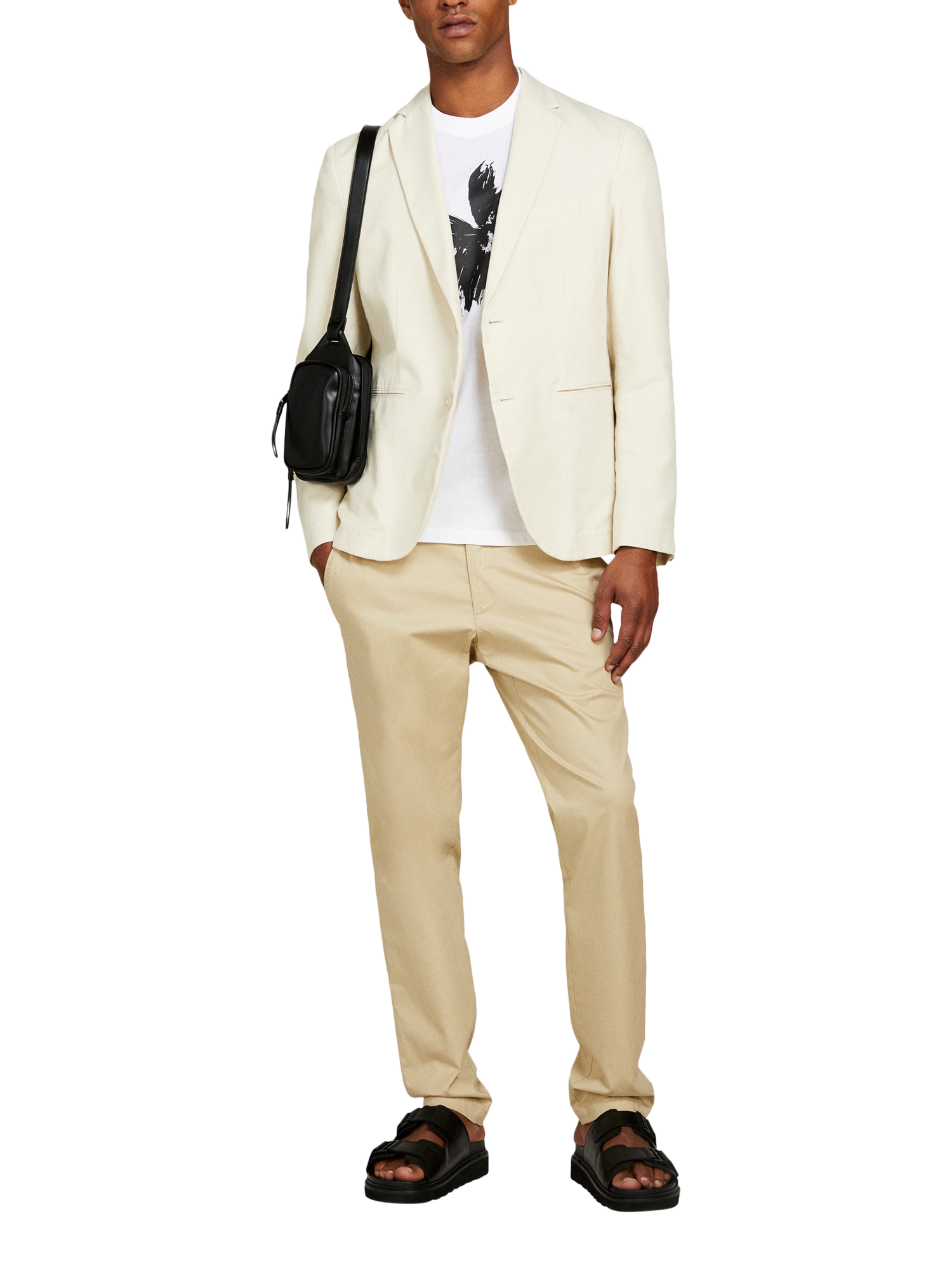 Product image 3 of 5, which shows SISLEY Cotton Blend Slim Fit Chinos, Beige, 30