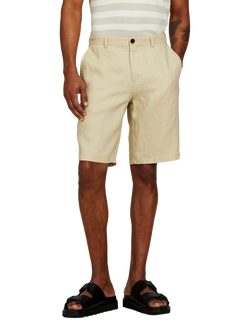 SISLEY Slim Fit Linen Bermuda Shorts, Beige, Beige