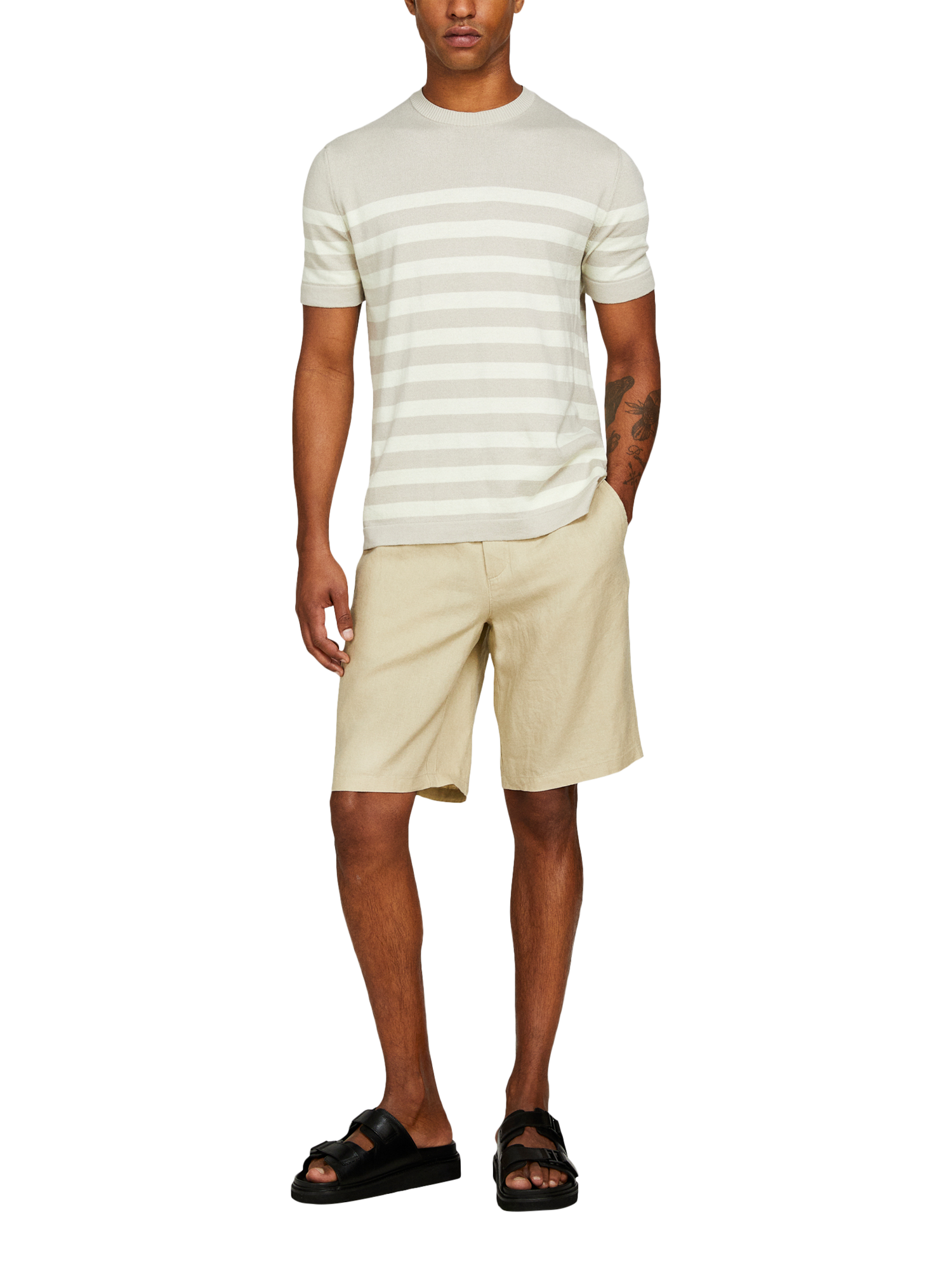 Product image 3 of 5, which shows SISLEY Slim Fit Linen Bermuda Shorts, Beige, 30
