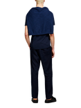 SISLEY Drawstring Waist Linen Trousers, Blue