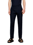 SISLEY Slim Fit Linen Trousers, Blue