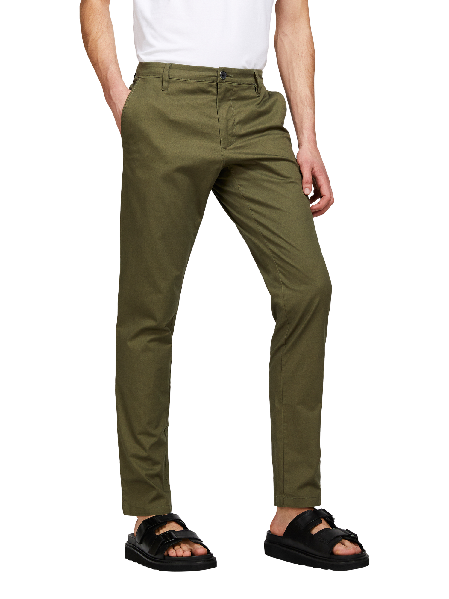 Product image 1 of 5, which shows SISLEY Cotton Blend Slim Fit Chinos, Green, 30