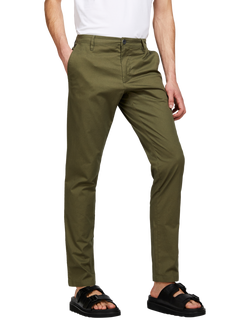 SISLEY Cotton Blend Slim Fit Chinos, Green, Green