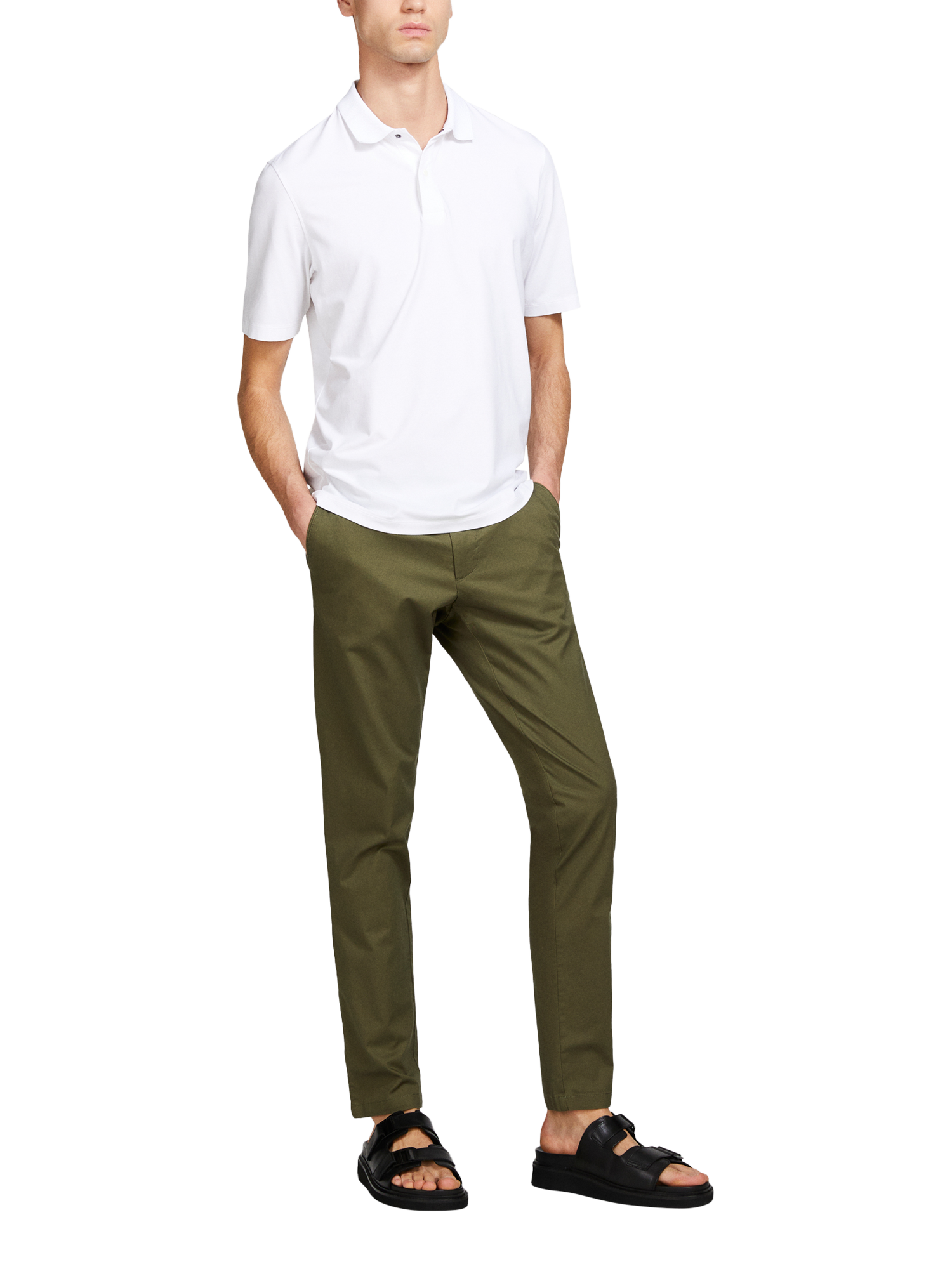 Product image 3 of 5, which shows SISLEY Cotton Blend Slim Fit Chinos, Green, 30
