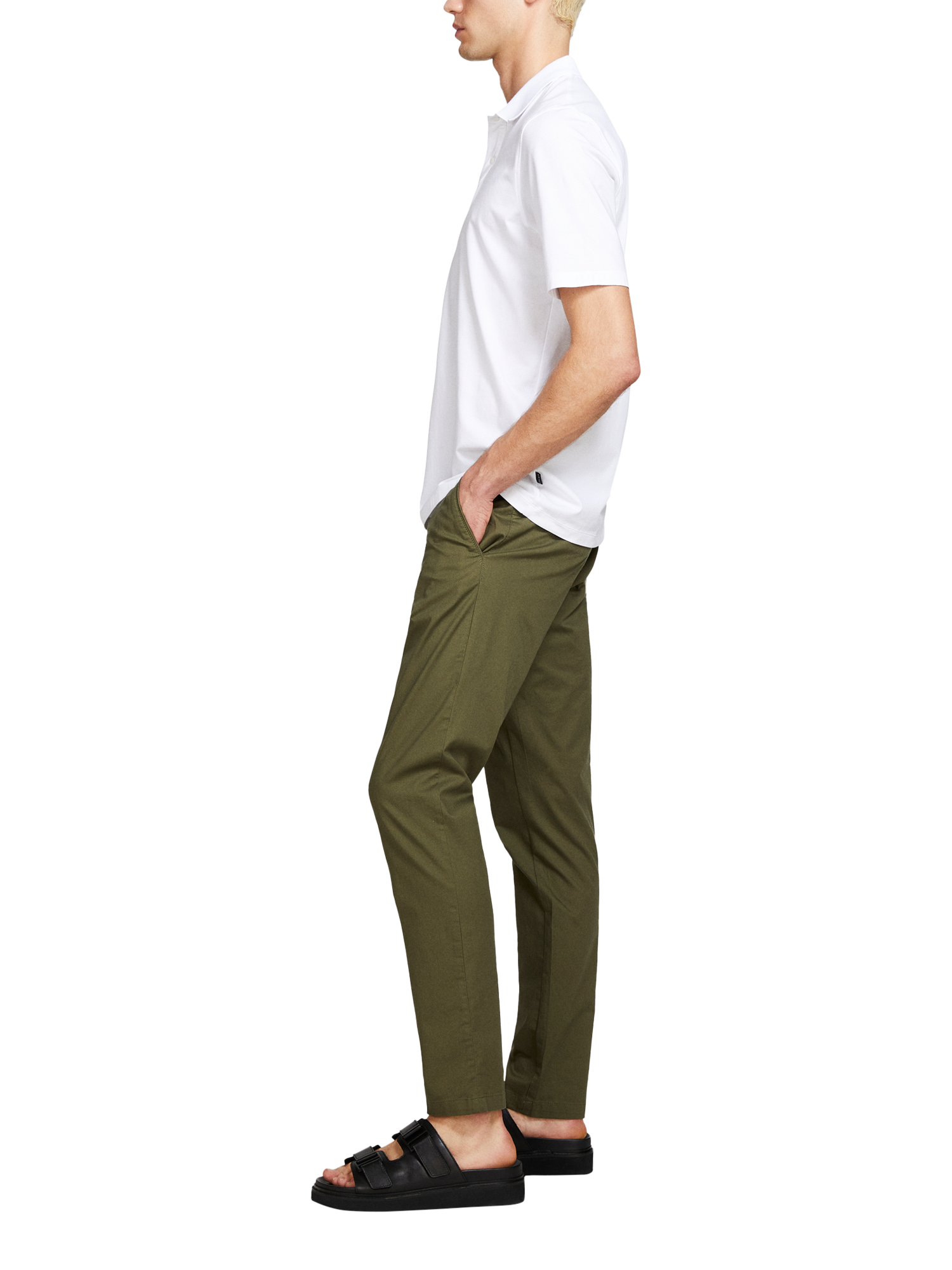Product image 4 of 5, which shows SISLEY Cotton Blend Slim Fit Chinos, Green, 30
