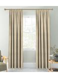 John Lewis Rustic Basketweave Pair Blackout Lined Pencil Pleat Curtains, Cream