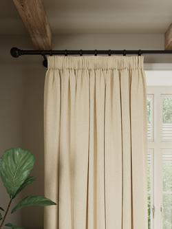 John Lewis Rustic Basketweave Pair Blackout Lined Pencil Pleat Curtains, Cream