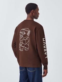 John Lewis x LABRUM Long Sleeve Cotton Jersey T-Shirt, Bitter Chocolate