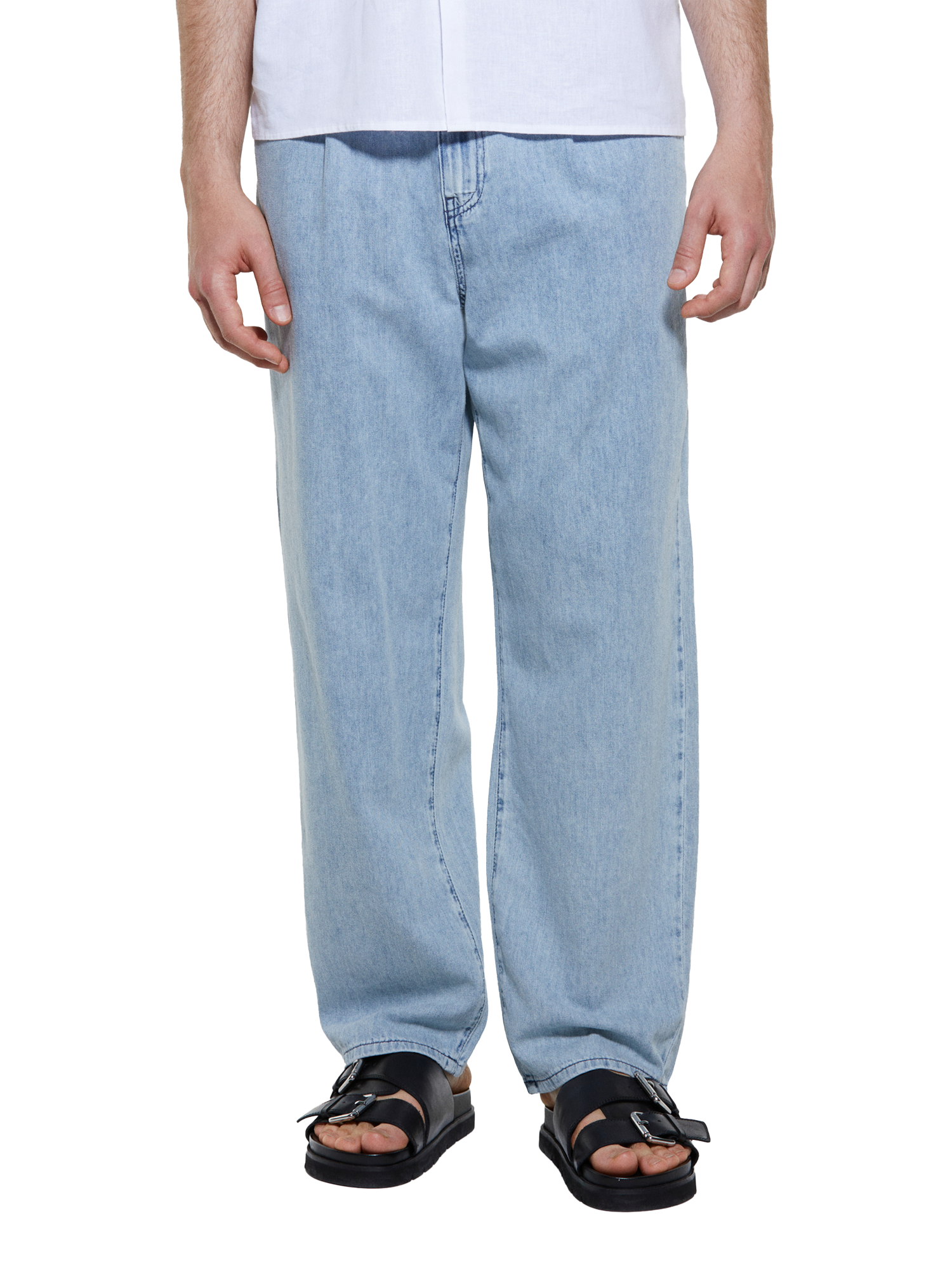 Product image 1 of 6, which shows SISLEY Relaxed Barrel Fit Jeans, Blue, 30S