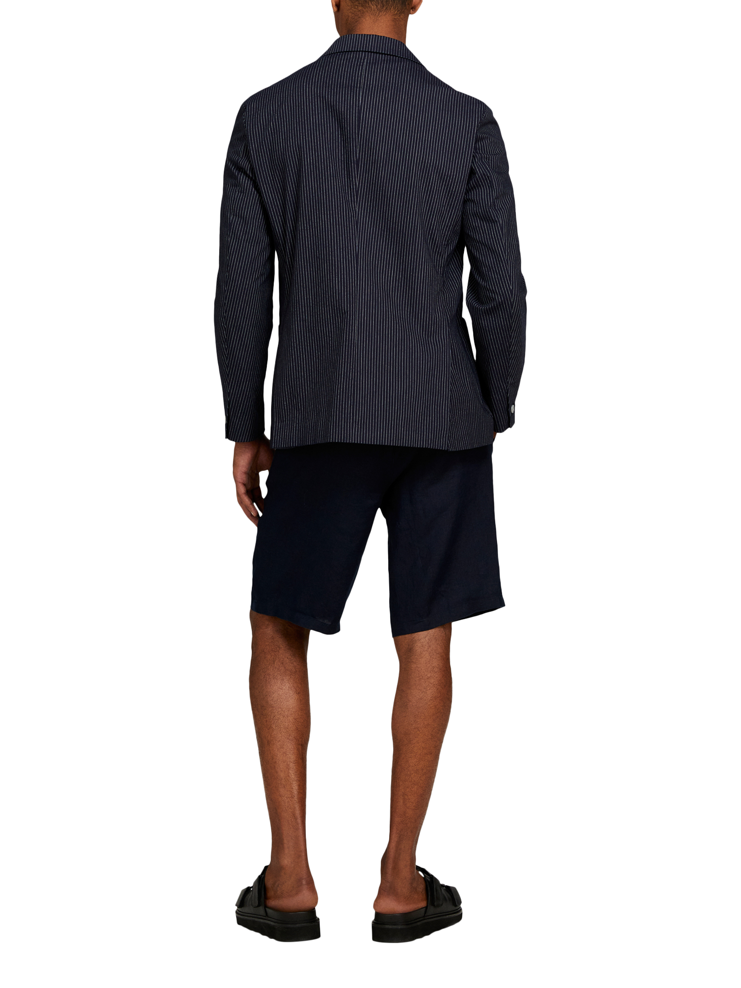 Product image 2 of 5, which shows SISLEY Slim Fit Linen Bermuda Shorts, Blue, 38