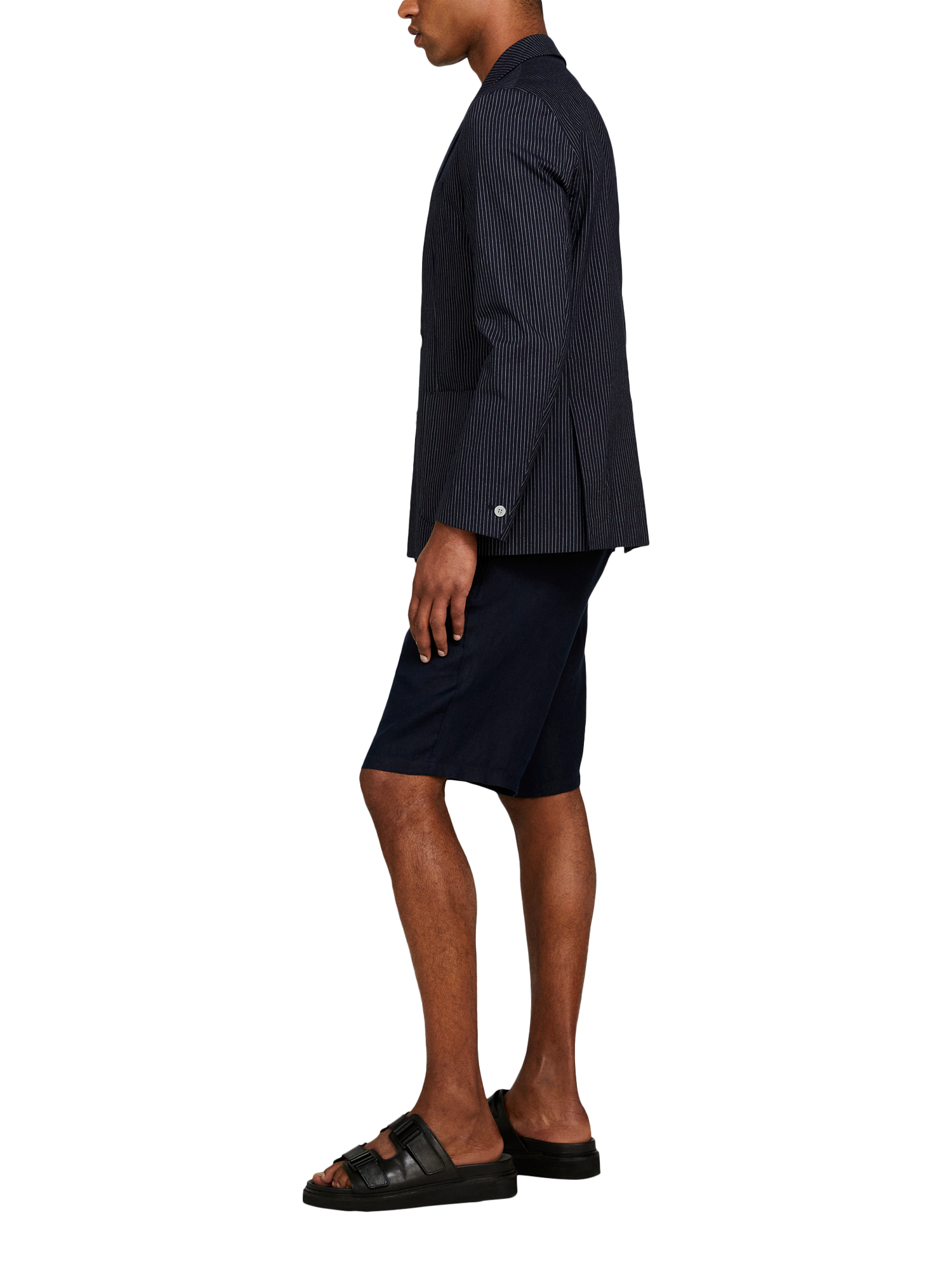 Product image 4 of 5, which shows SISLEY Slim Fit Linen Bermuda Shorts, Blue, 38